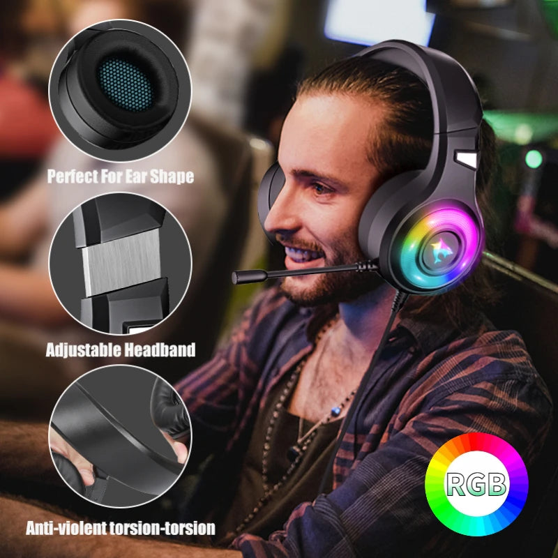 Cool RGB light Headset Gamer For PS4 7.1Surround Sound  Wired PC Gaming Headphones