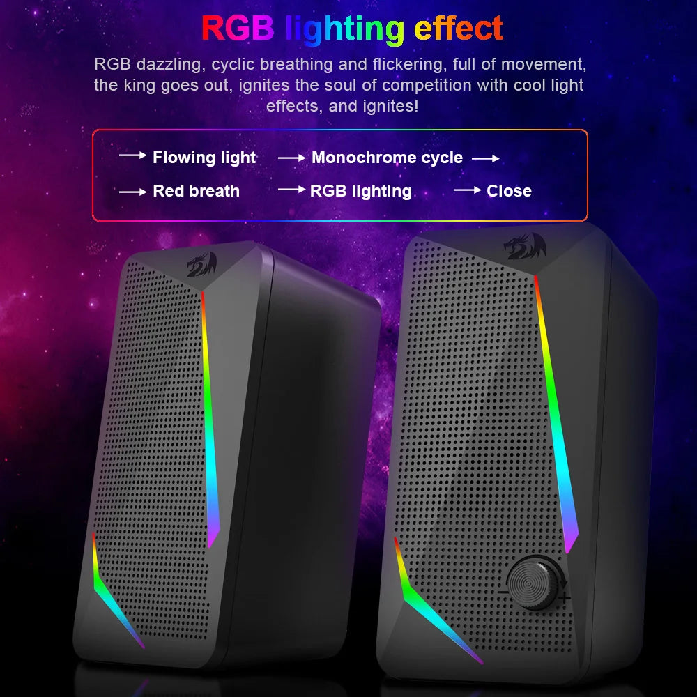 REDRAGON Waltz GS510 3.5mm aux 2.0 stereo surround music RGB Gaming speakers