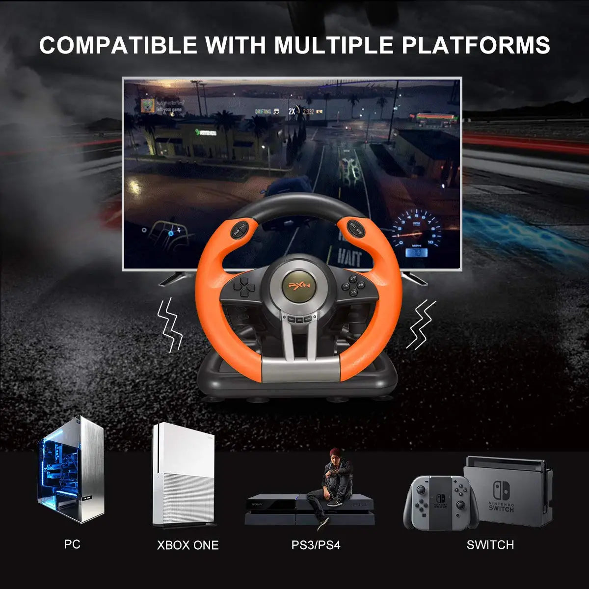 PXN V3 Pro Gaming Racing Wheel Volante PC Steering Wheel Racing Game 180°